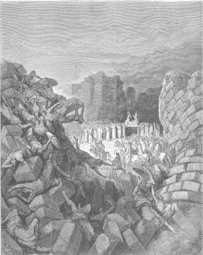 The Walls of Jericho Fall Down by Gustave Dore